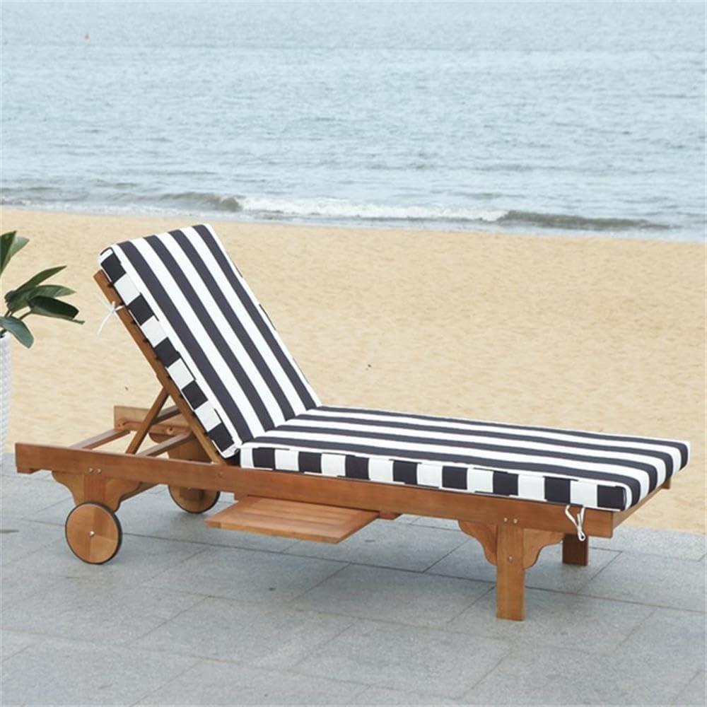 Newport Lounge Chair - Outdoor - PAT7022 - Natural/Black Stripe -Safavieh