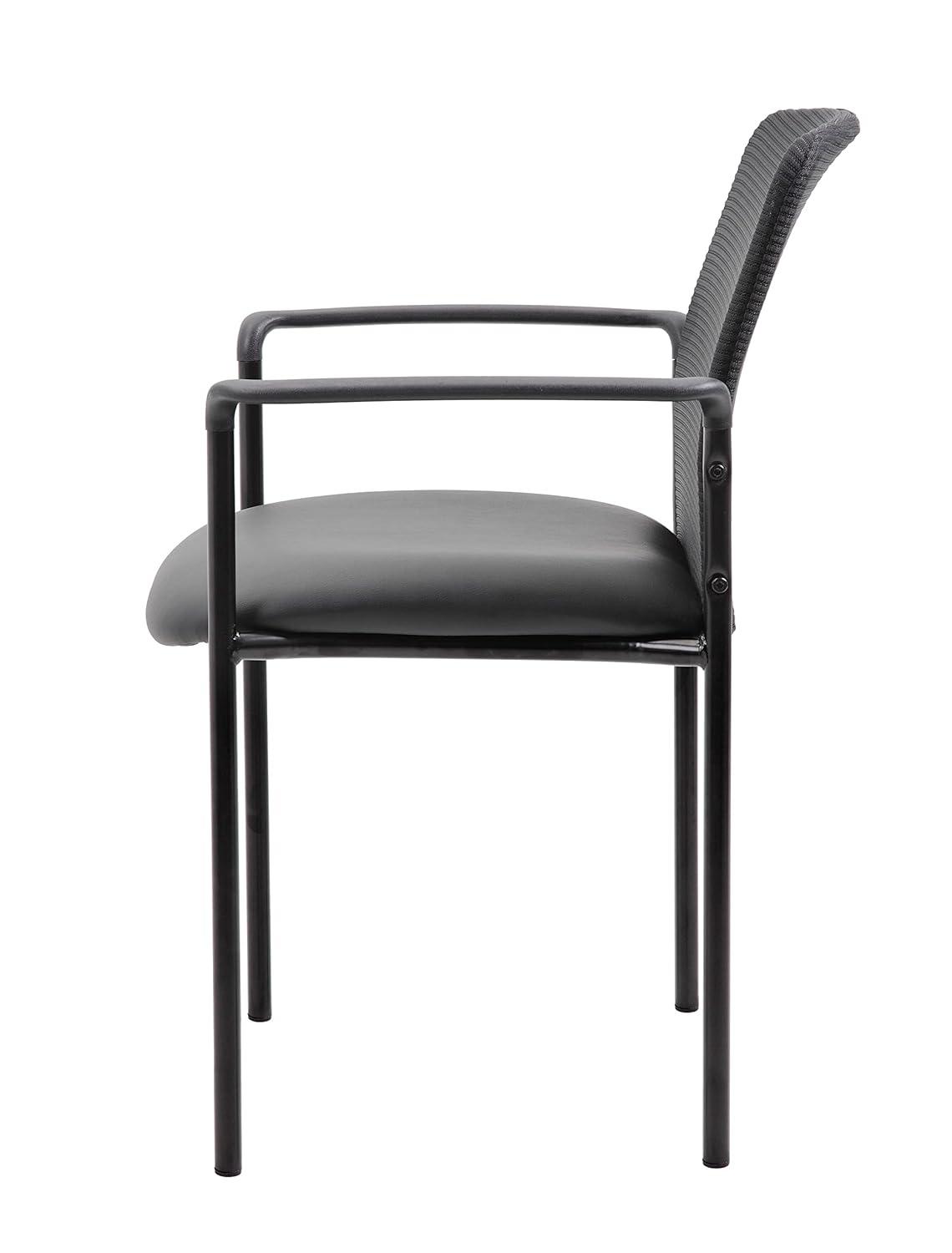 Guest Chair Black - Boss Office Products: Modern Upholstered Office Seating with Lumbar Support, Fixed Arms