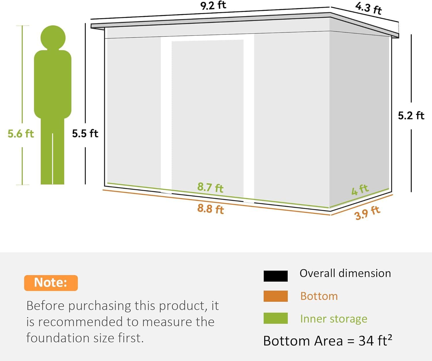 Outsunny Outdoor Lean-To Metal Storage Shed