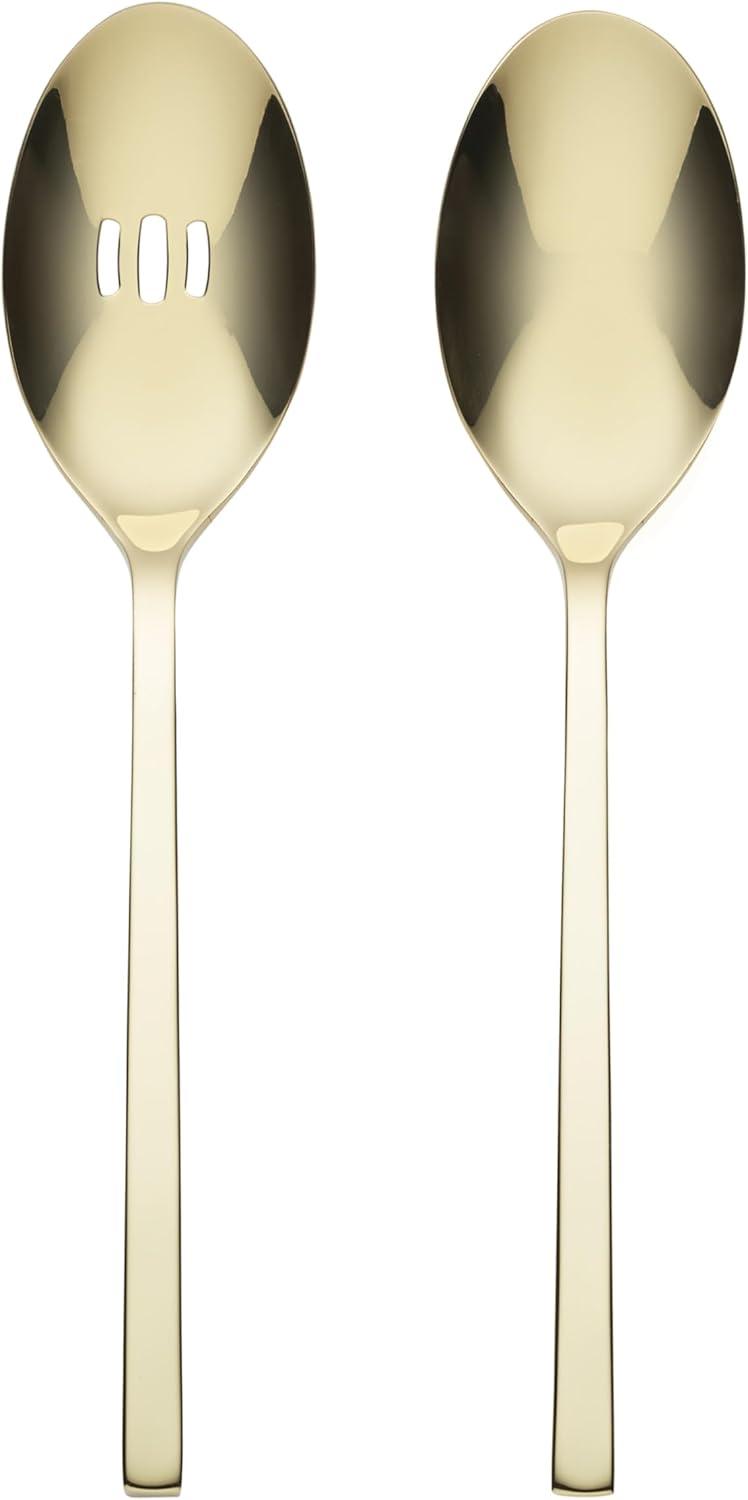 Oneida 895334 Allay Champagne Everyday Flatware 2 Piece Serving Spoon Set
