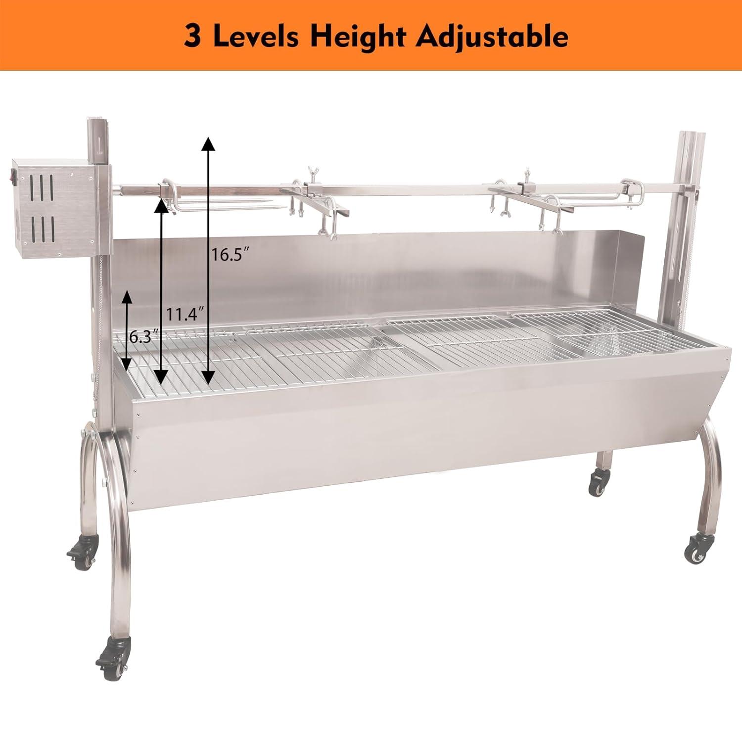 DEWOSEN 51" Rotisserie Grill Roaster 132LBS 50W Motor Pig Rotisserie with Windscreen Outdoor BBQ