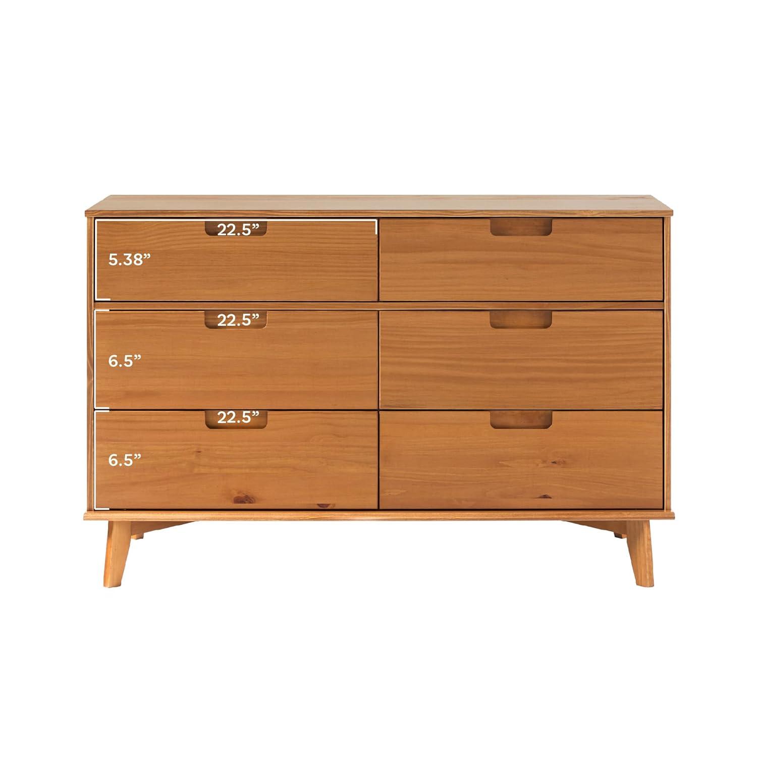 Walker Edison Sonoma 6-Drawer Solid Wood Caramel Dresser
