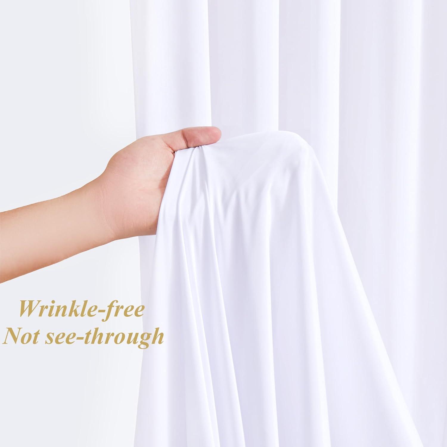 10x10ft White Backdrop Curtain for Parties Wrinkle Free Wedding Baby Curtain Backdrops for Birthday Party