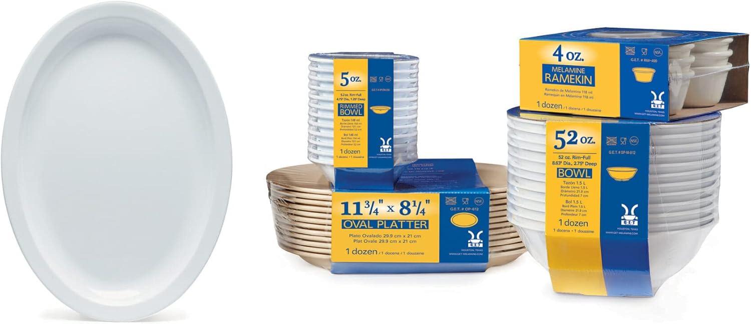 G.E.T. SP-OP-612-W White 11.75" x 8.25" Oval Platter, Melamine (Pack of 12)