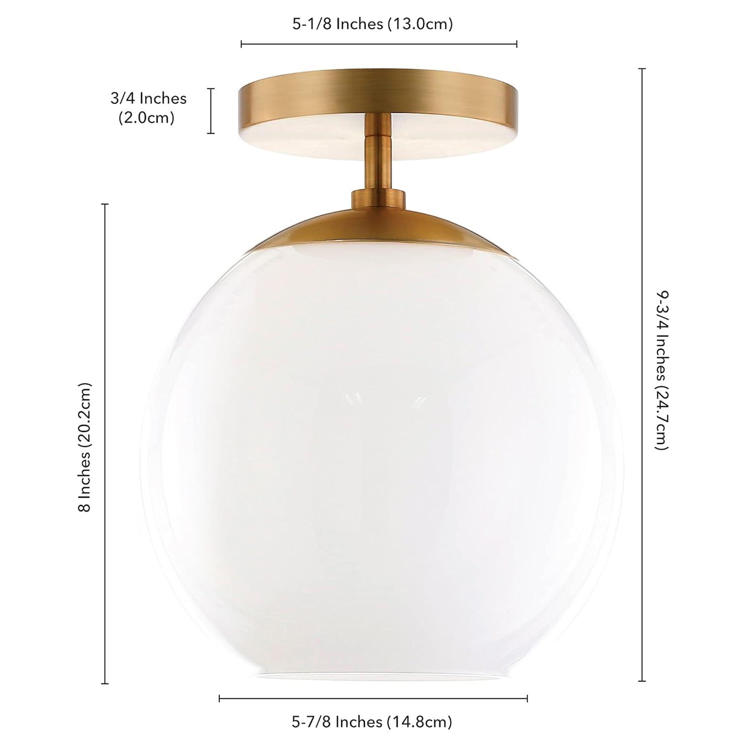 Evelyn&Zoe 9" Brass Finish Metal/Glass Semi Flush Mount