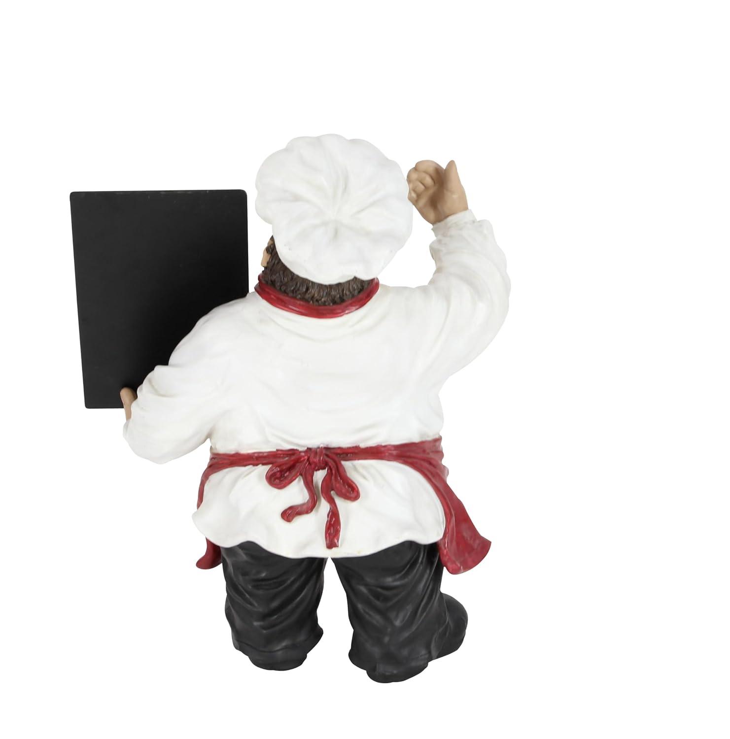 15" x 19" Multi Colored Polystone Chef Sculpture with Chalkboard, by DecMode