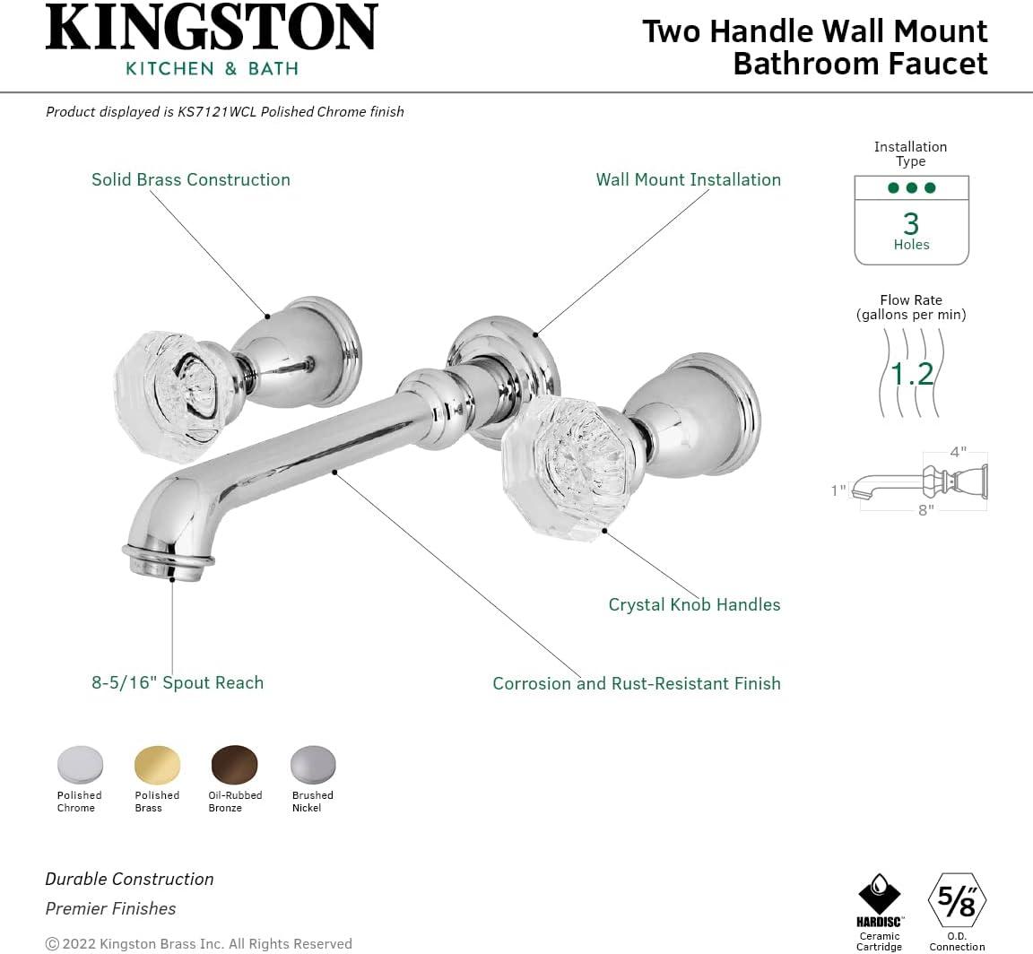 Kingston Brass Kingston Brass Celebrity Two-Handle 3-Hole Wall Mount Bathroom Faucet KS7122WCL