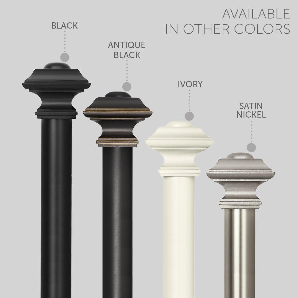 Black Square Design Extendable Curtain Rod, 48-86 Inch