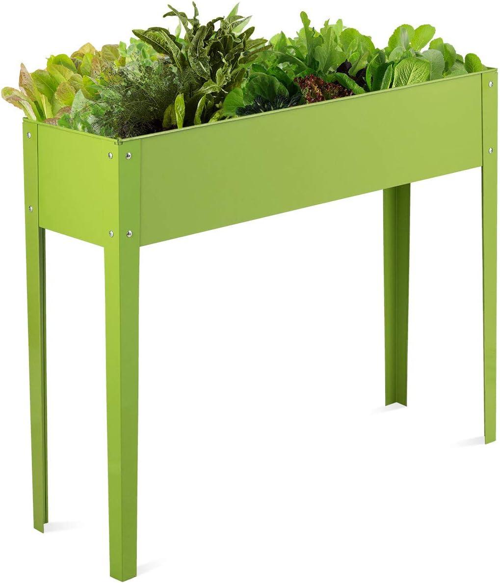 Elevated Green Galvanized Steel Garden Planter 40''x12''