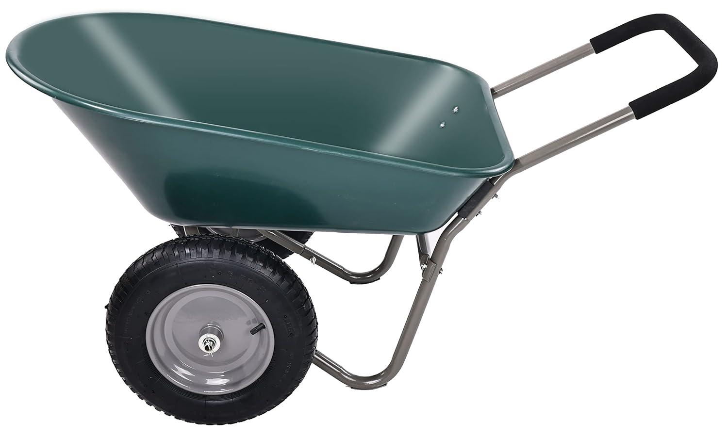 Costway 2 Tire Wheelbarrow Cart Heavy-duty Dolly Utility Cart Green