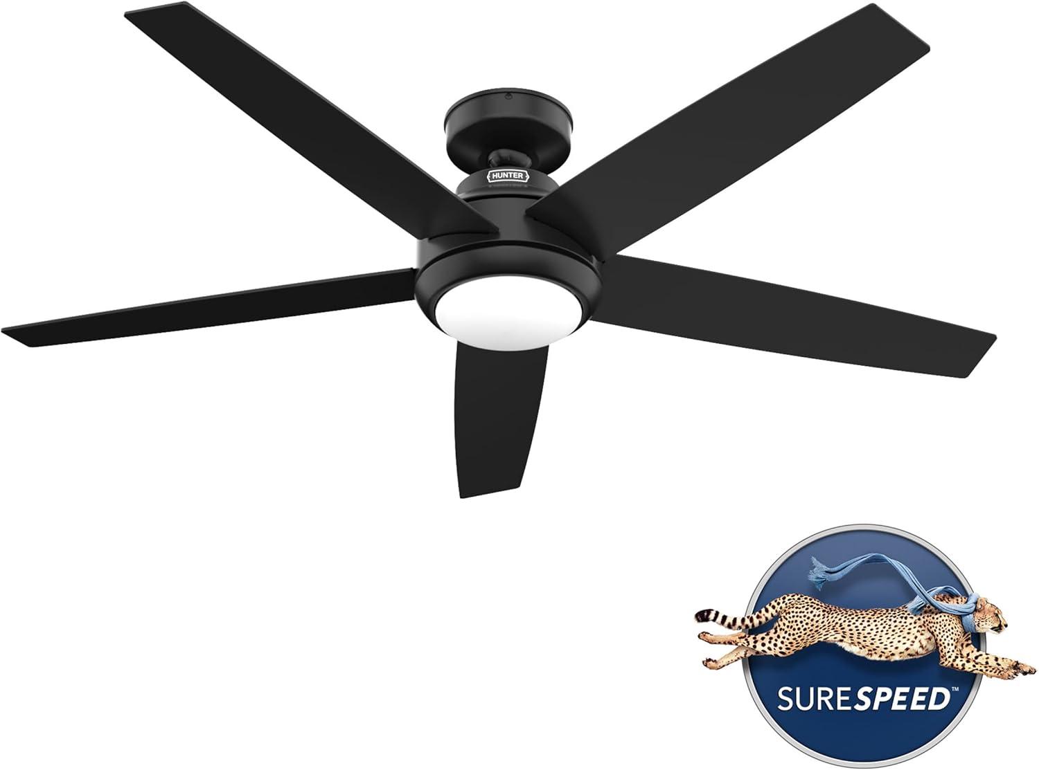 Zayden 52" Matte Black Ceiling Fan with LED Light and Remote