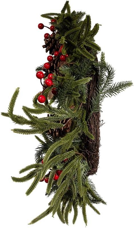 Kurt Adler 24-Inch Unlit Berries and Pinecone Rattan Wreath