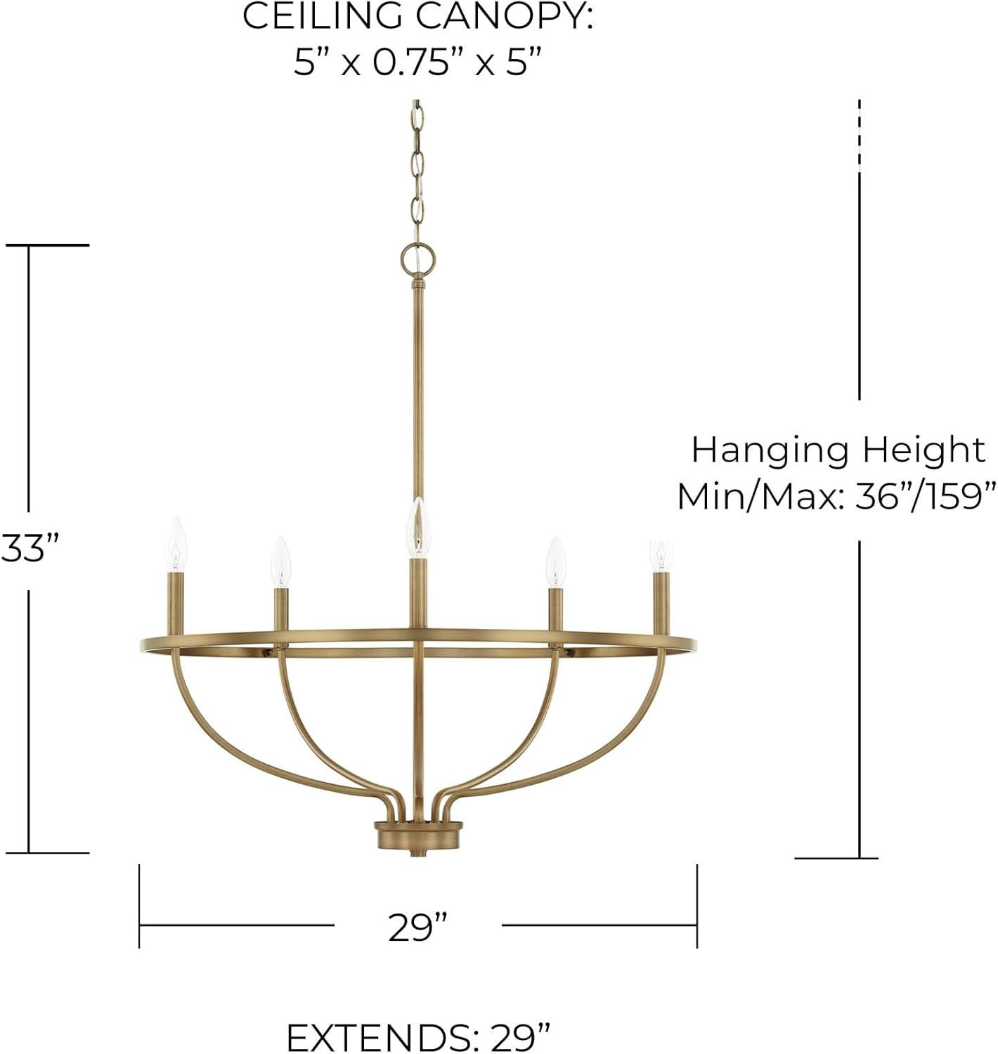 Capital Lighting 428551 Greyson 5 Light 29" Wide Taper Candle Chandelier - Brass