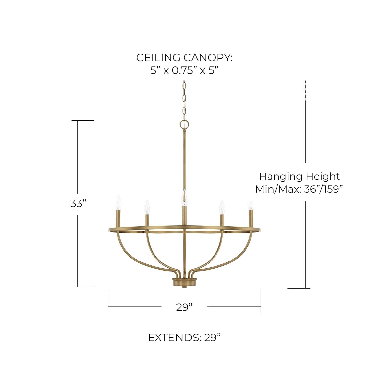 Capital Lighting Greyson 5-Light Aged Brass Chandelier