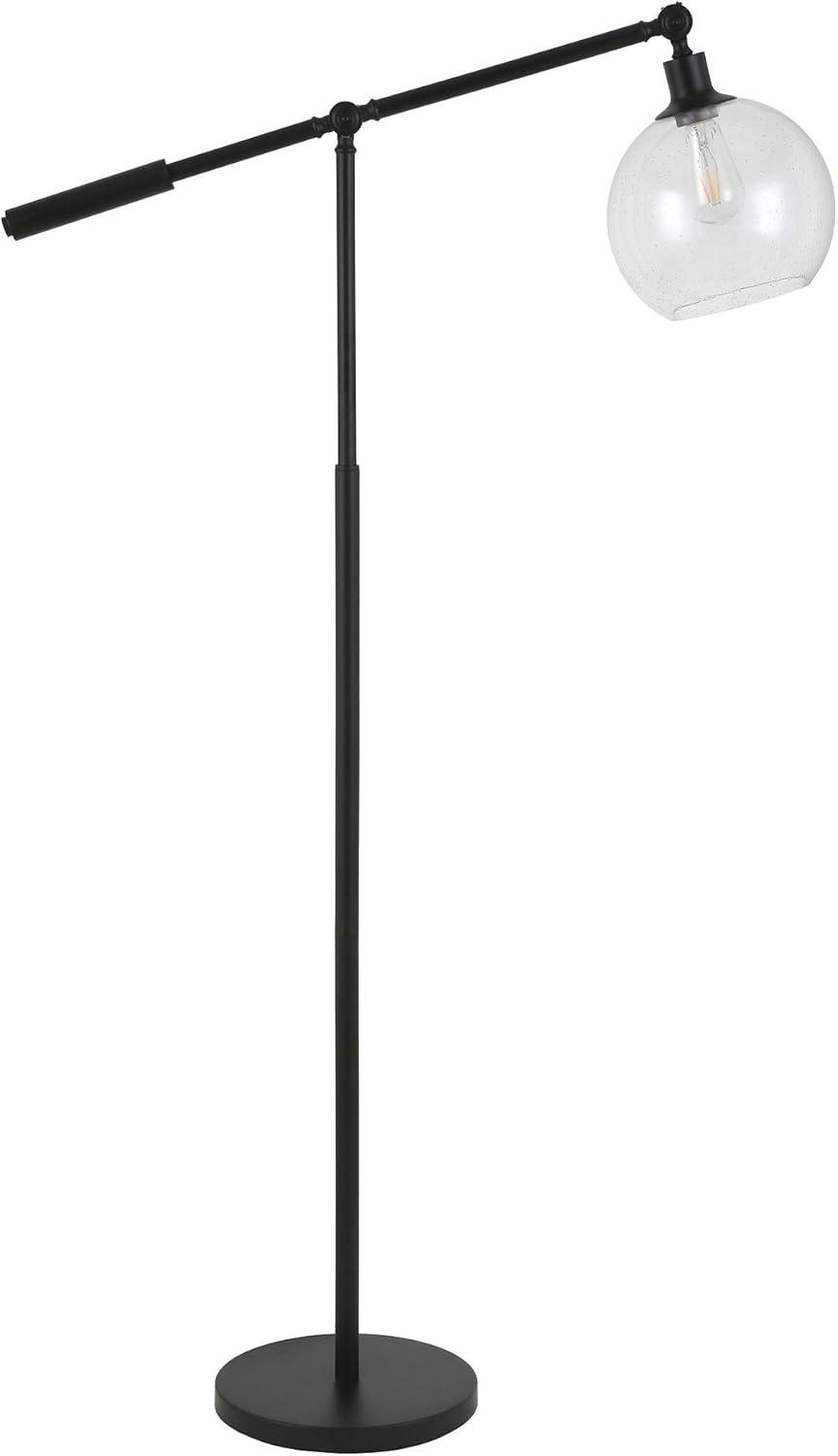 Dardan Traditional Voice-Controlled Floor Lamp in Brushed Gold with Clear Glass Dome