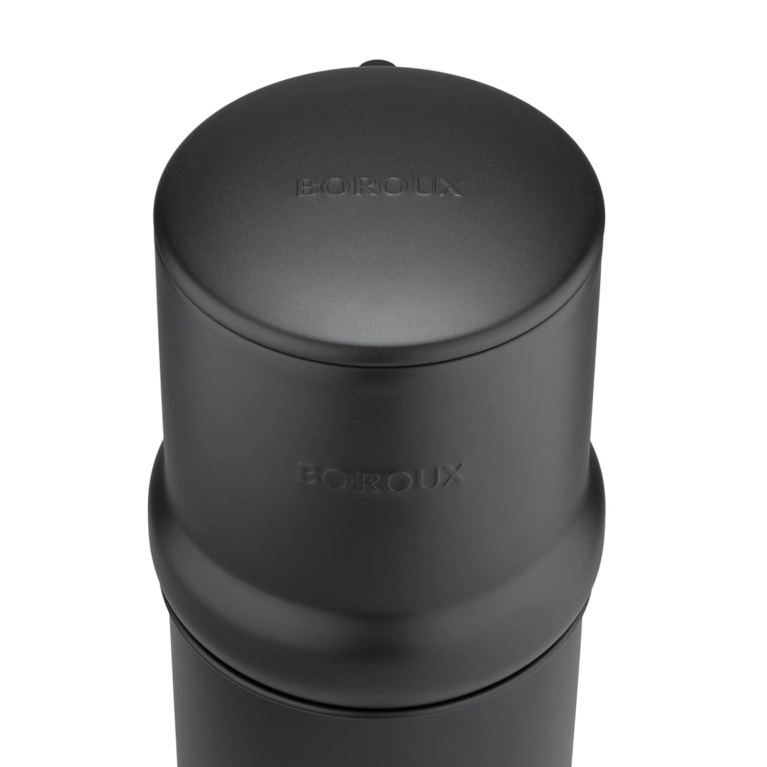 Compact. Boroux Gravity-Fed Countertop Stainless Steel Water Filter System | 1.8 Gallons with 2 Authentic Black Foundation. Filters | Matte Black