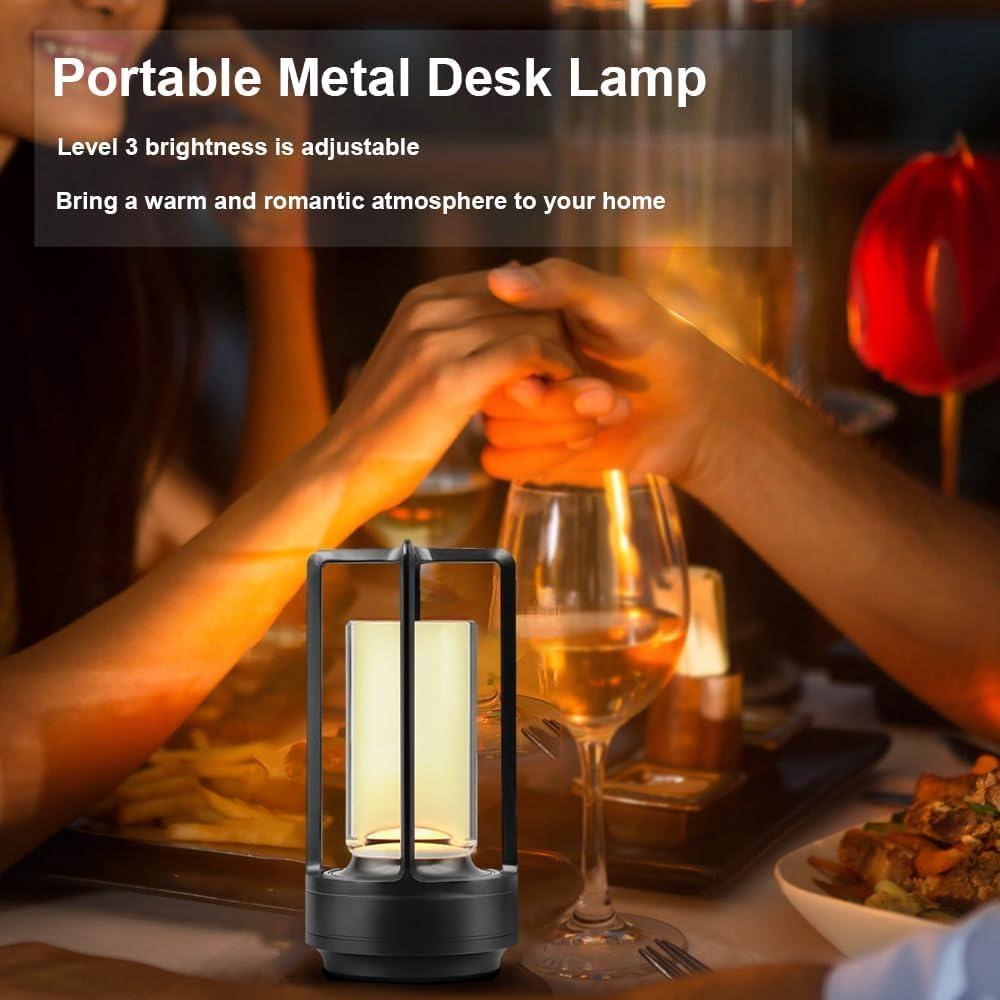 Jkung Portable Metal Table Lamp Touch Control Adjustable Dimmable Flicker Free Rechargeable Cordless Battery Powered Small Desk Lamp