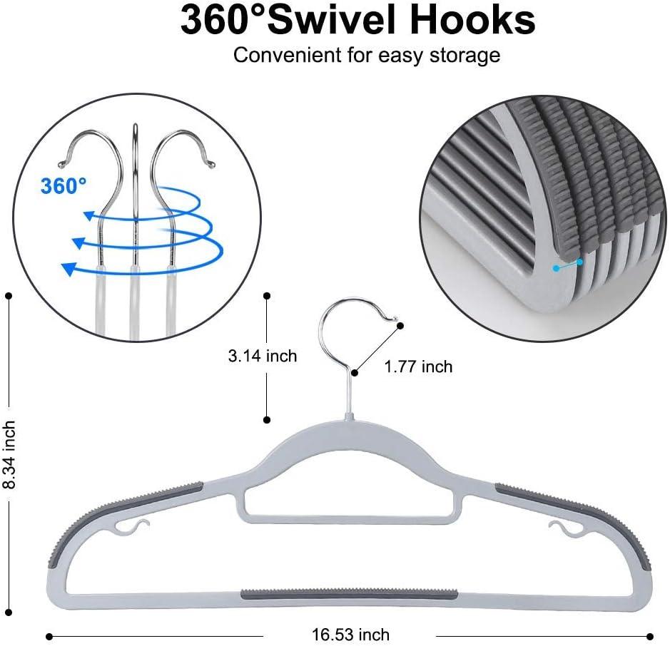 Gray Plastic Heavy Duty Non-Slip Hangers, 50 Pack