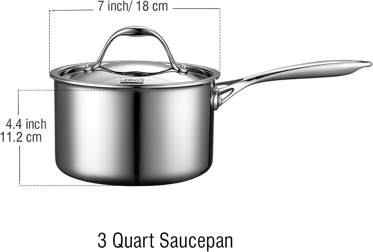 3-Quart Stainless Steel Tri-Ply Clad Saucier with Lid