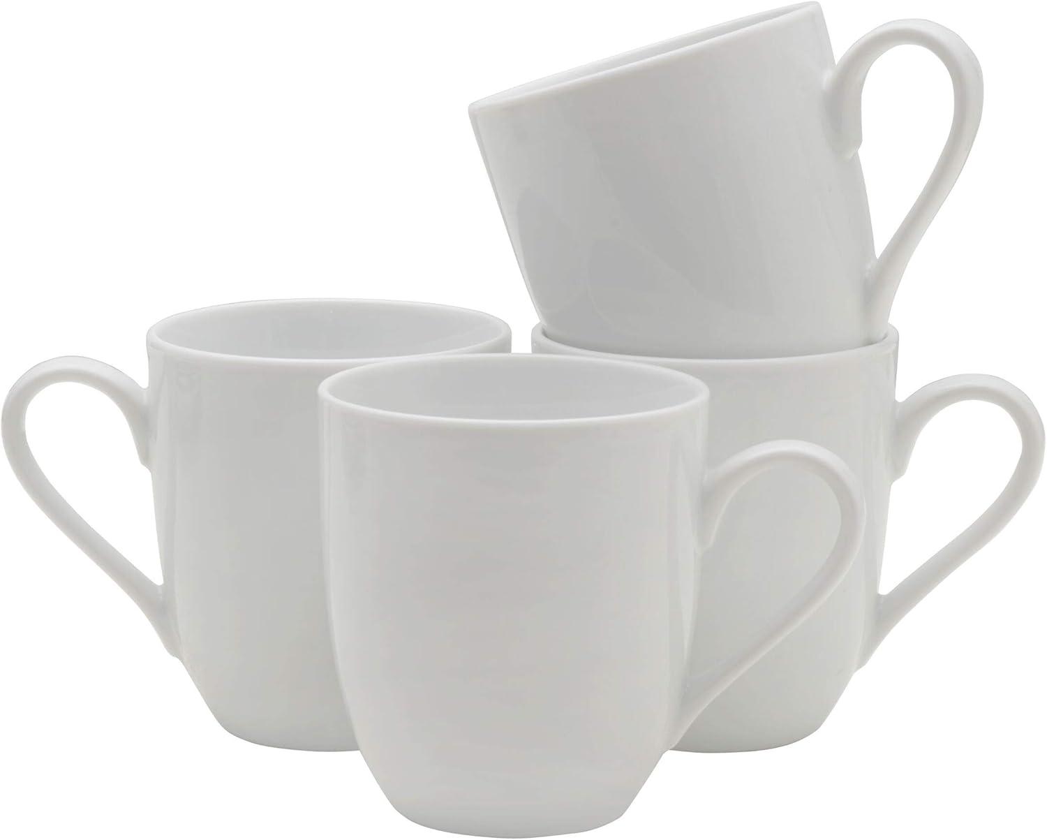 White Ceramic 12-Ounce Mug Set of Four