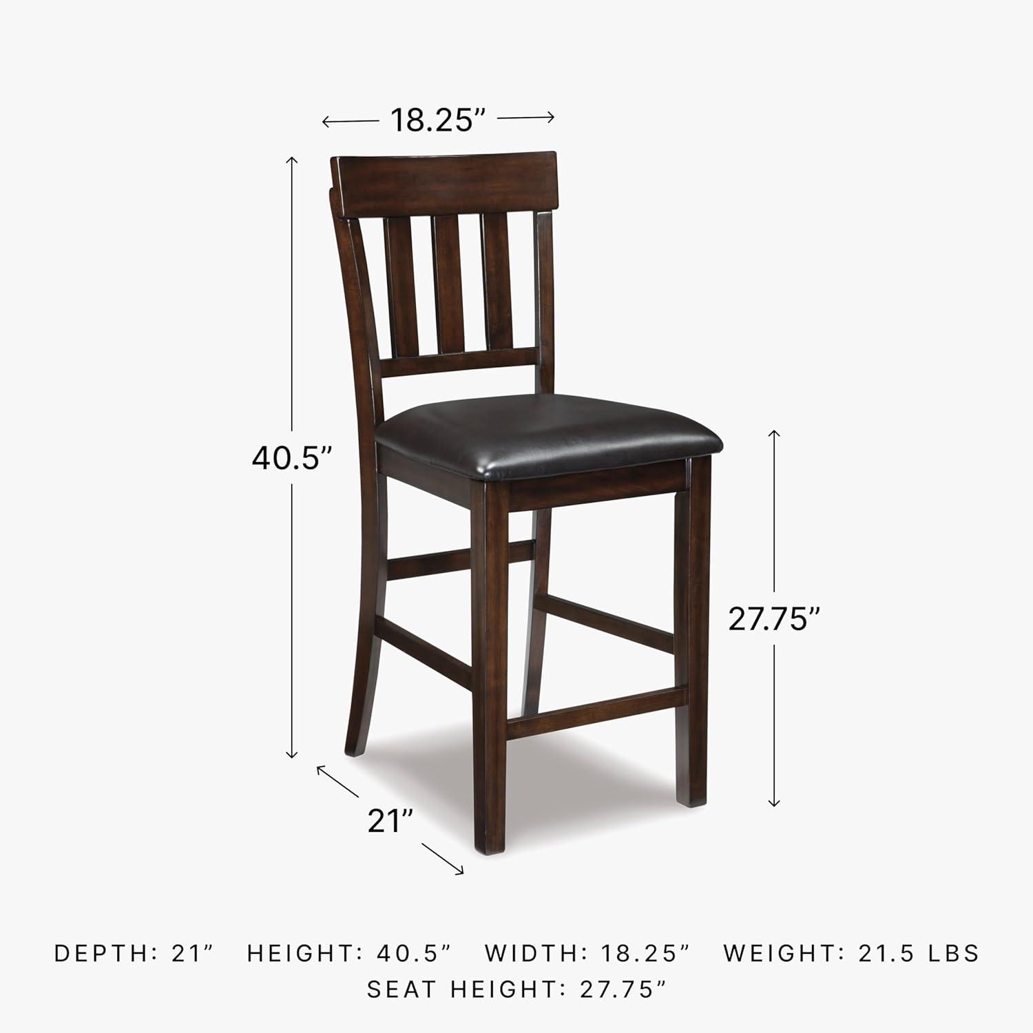 Signature Design by Ashley Haddigan Counter Height Upholstered Barstool, Set of 2, Dark Brown