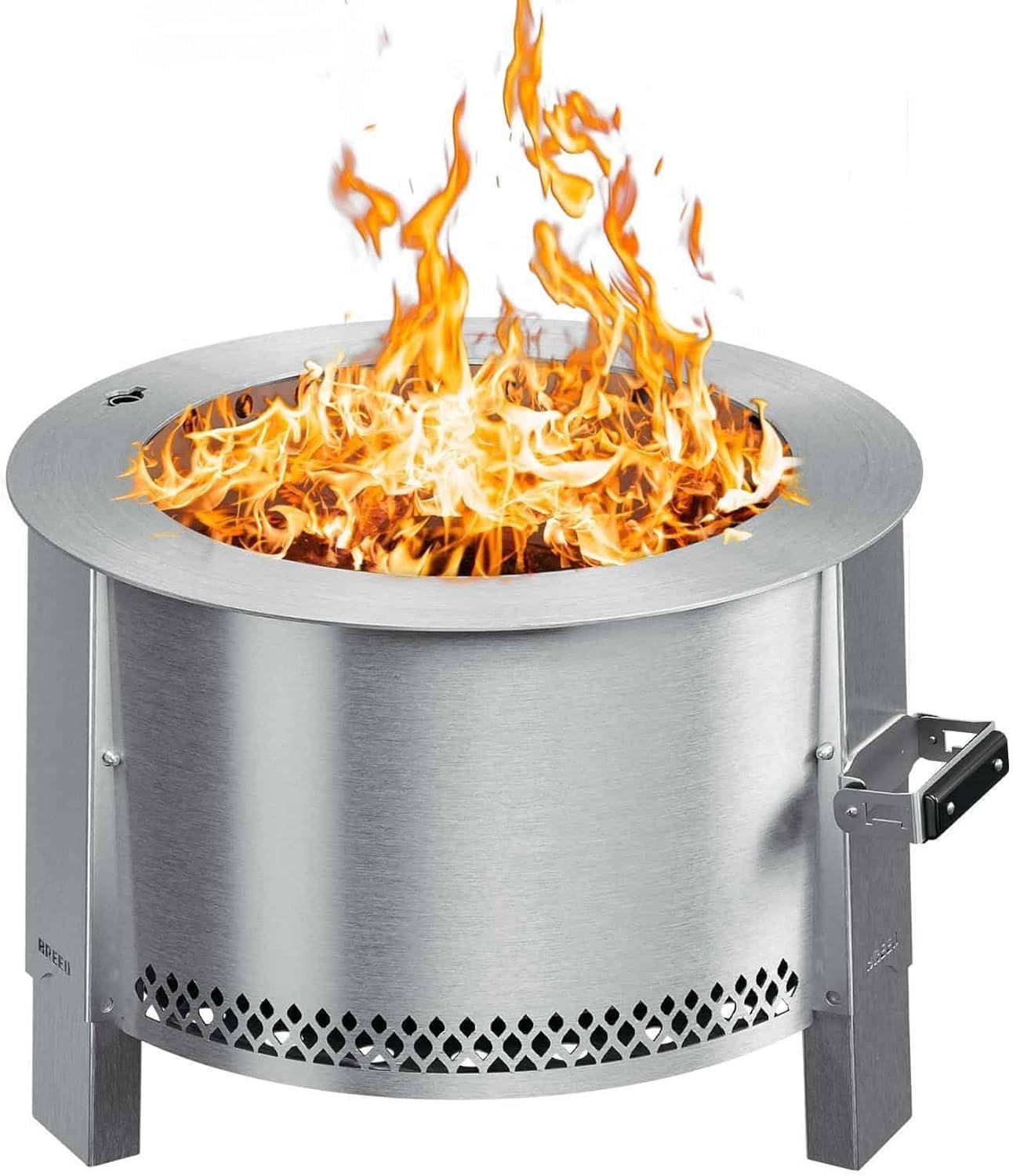 Breeo Multi-Fuel Stainless Steel Fire Pit Portable wih Smokeless Weather Resistant