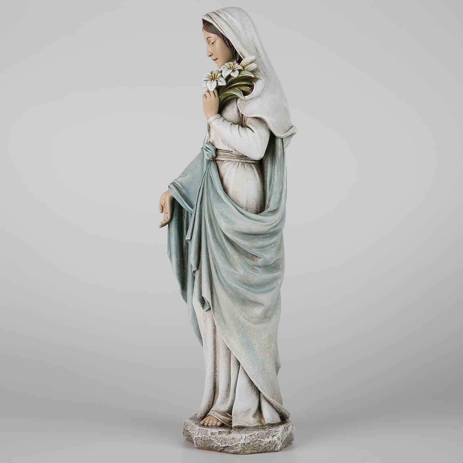 Darby Home Co Blessed Mother Mary Statue - 14 Inch Madonna Virgin Mary Statue Elegant Home Decor, Hand Painted Saint Mary Outdoor Garden Statue For Home Yard Patio Lawn Hallway Decor