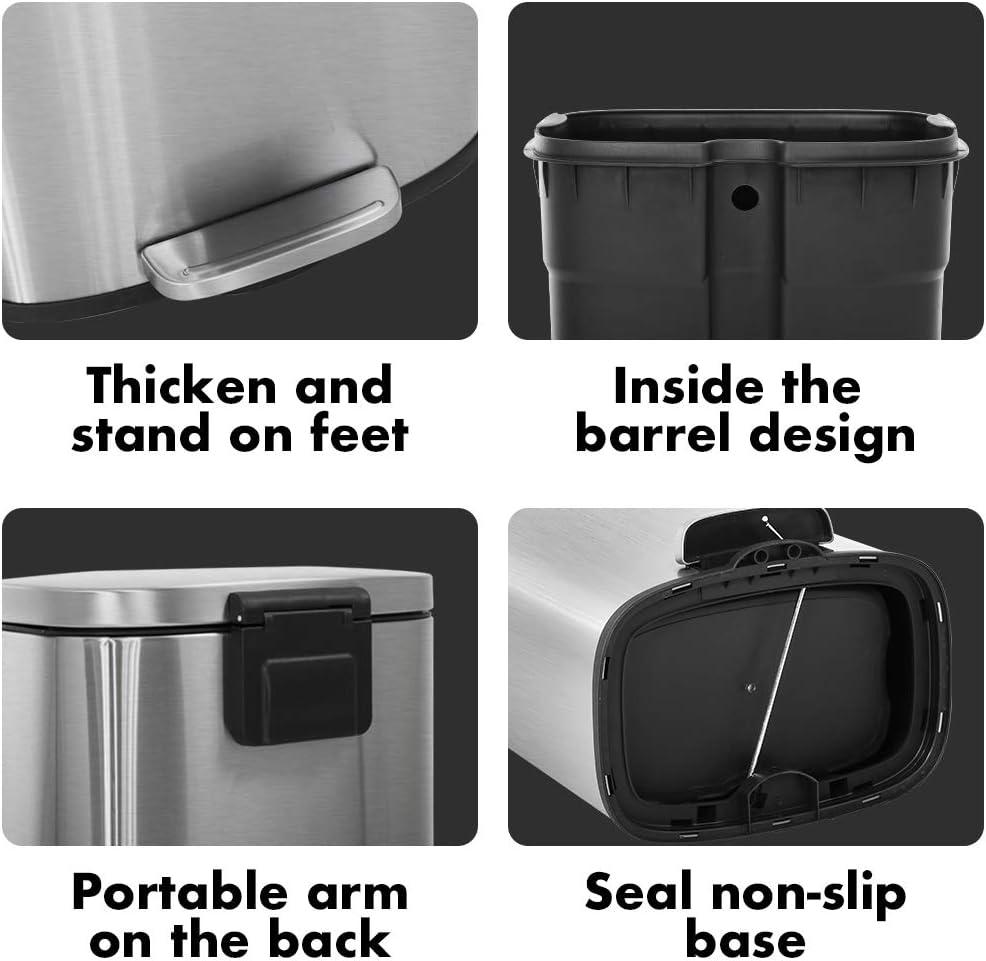 FDW Steel Step On Trash Can - 13 Gallons