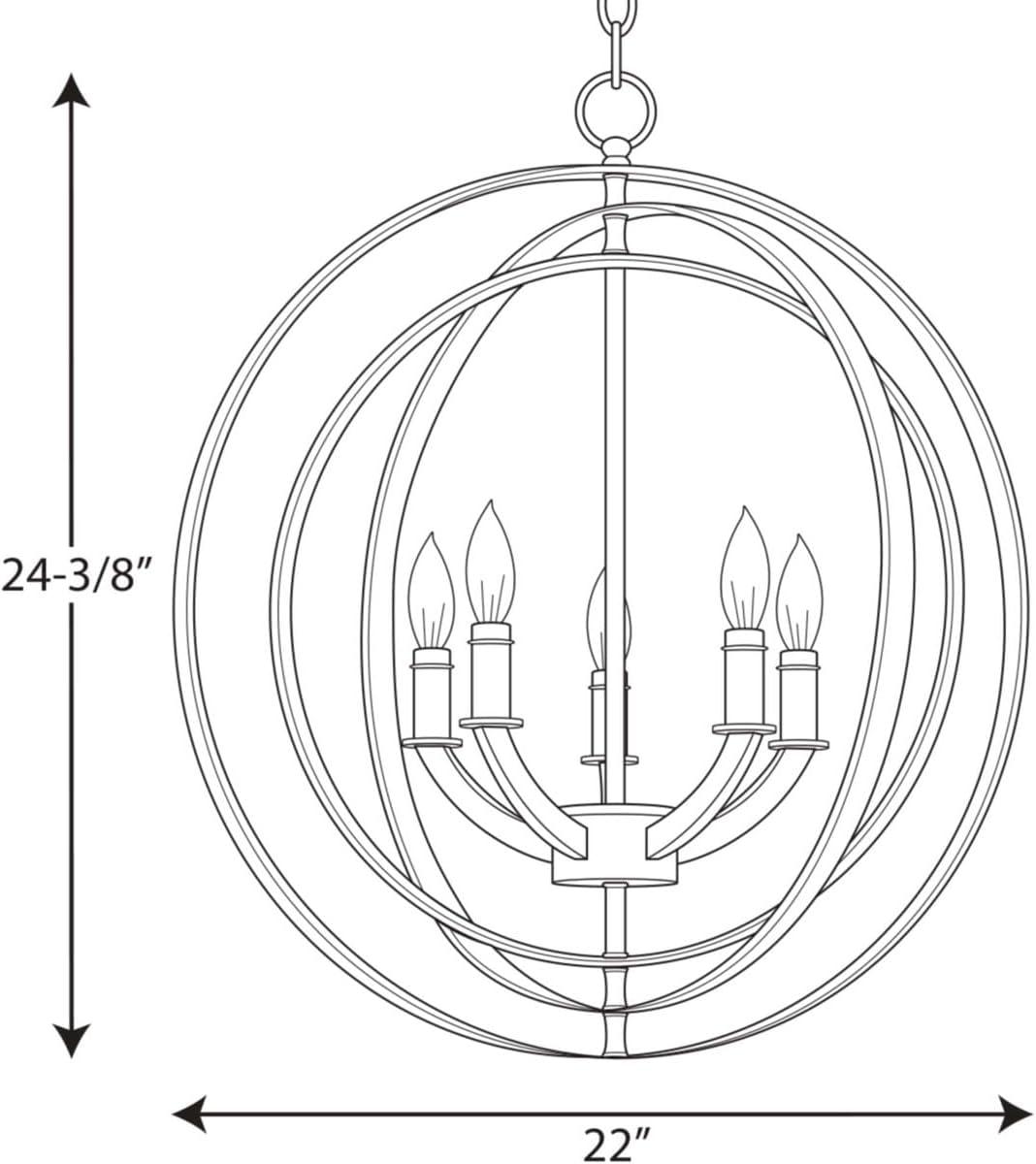 Progress Lighting Equinox 5-Light Chandelier Pendant, Steel, Polished Nickel, No Shade