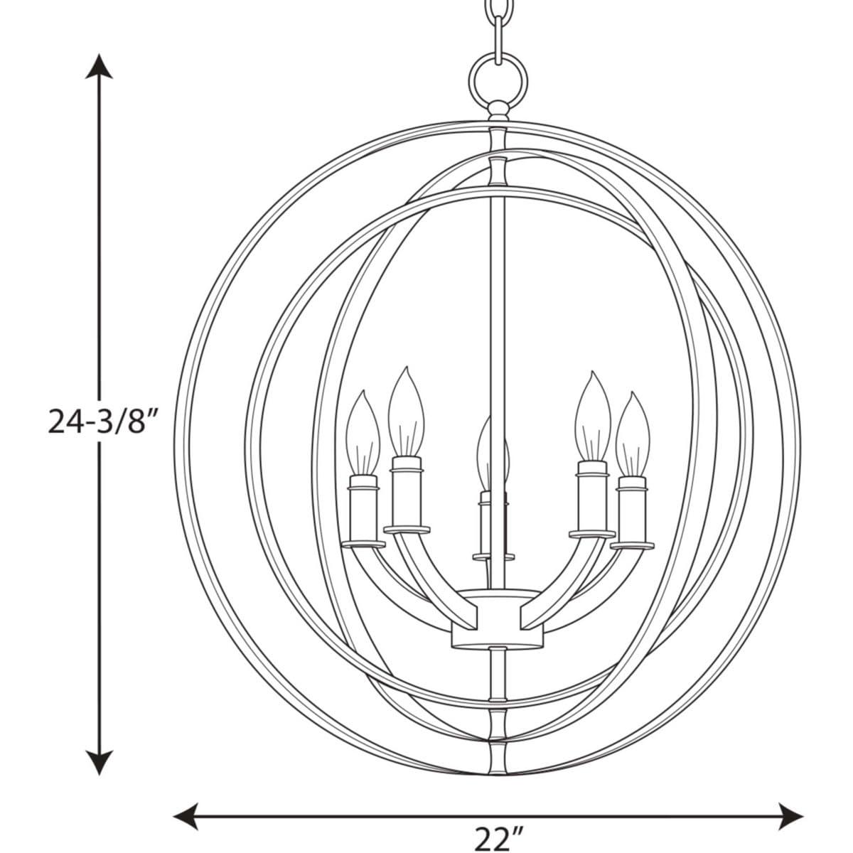 Progress Lighting Equinox 5-Light Chandelier Pendant, Steel, Polished Nickel, No Shade