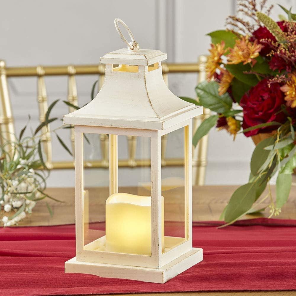 LED Decorative Lanterns - Set of 6 - Kate Aspen Vintage Rustic Home Dcor Lantern Tabel Centerpiece for Wedding, Bridal Shower, Anniversary Party - White/Ivory