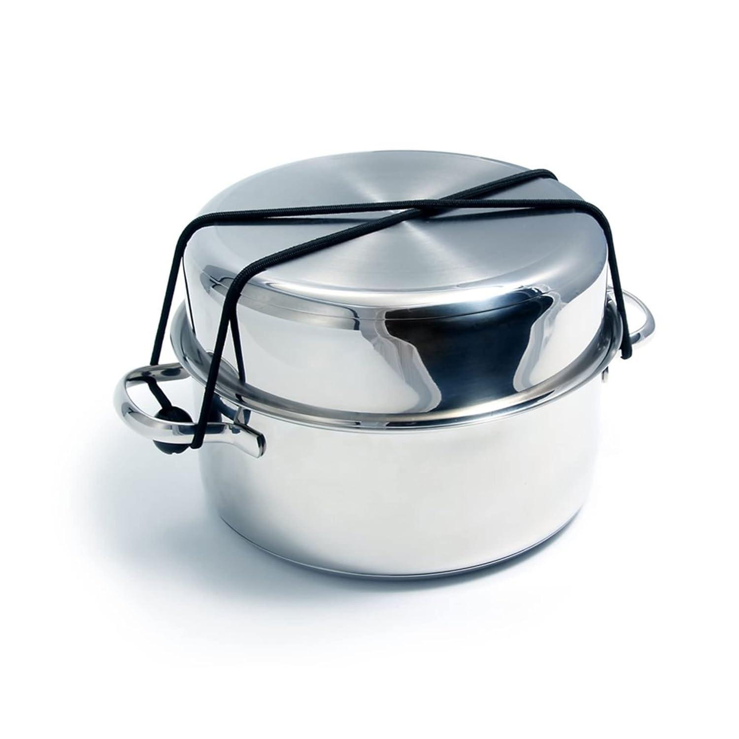 Camco Stainless Steel Nesting Cookware Set- Non Stick Pans and Pots with Removable Handles, Space Efficient Excellent for RVs and Compact Kitchen, 10-Piece Set (43921)