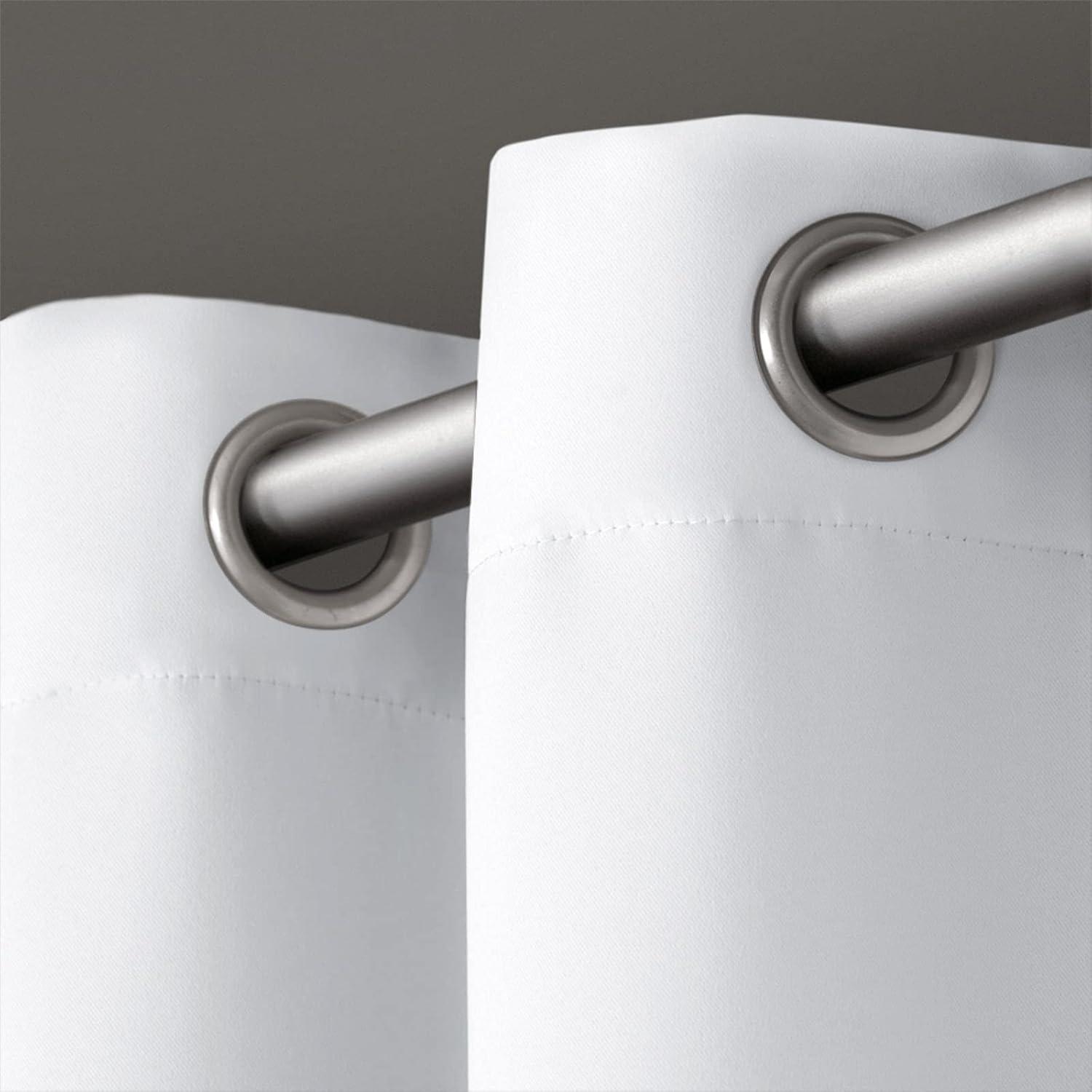 Exclusive Home Sateen Kids Twill Woven Room Darkening Blackout Grommet Top Curtain Panel Pair, 52"x96", Winter White