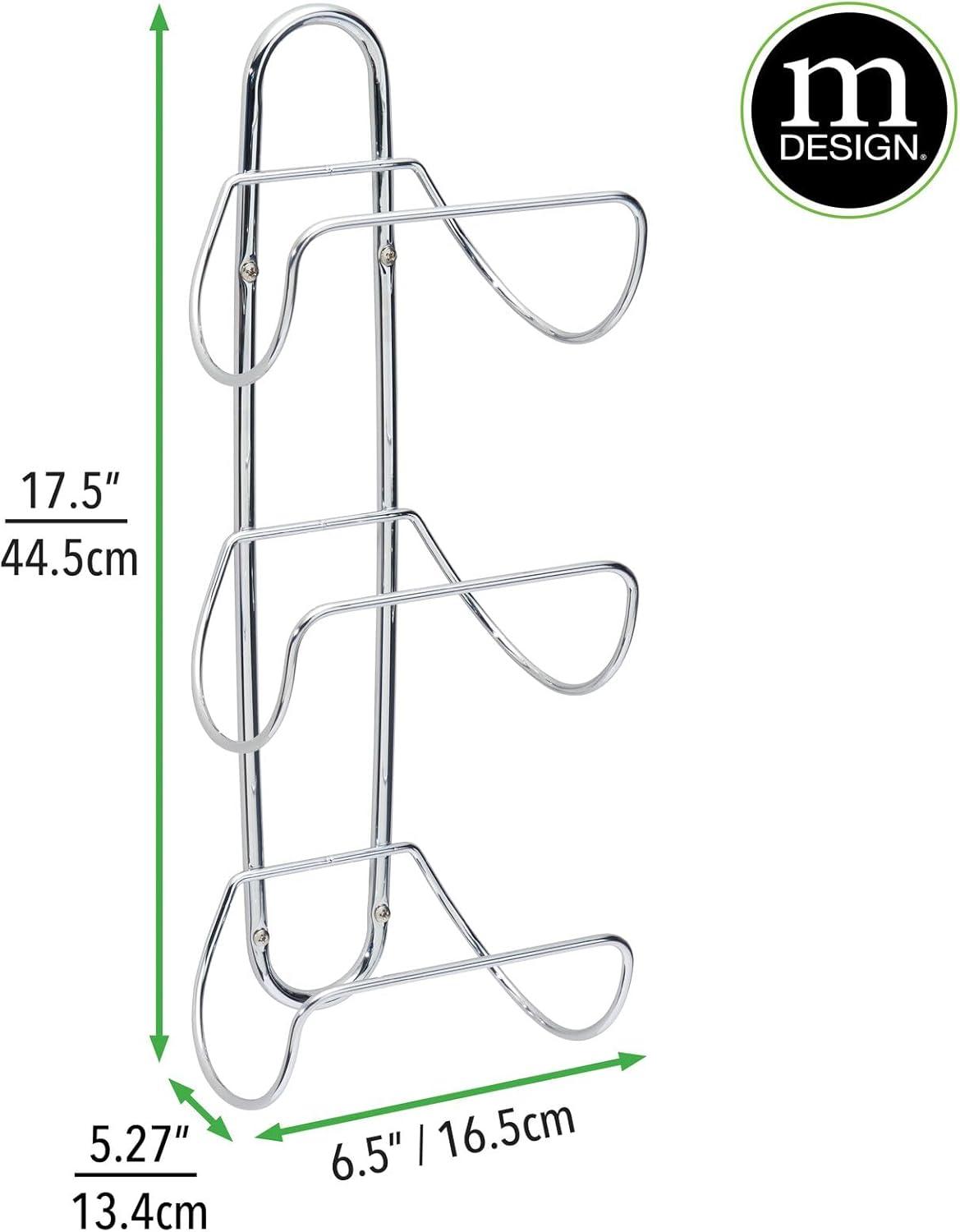 mDesign Metal 3-Tier Wall Mount Towel Rack Holder and Storage Organizer