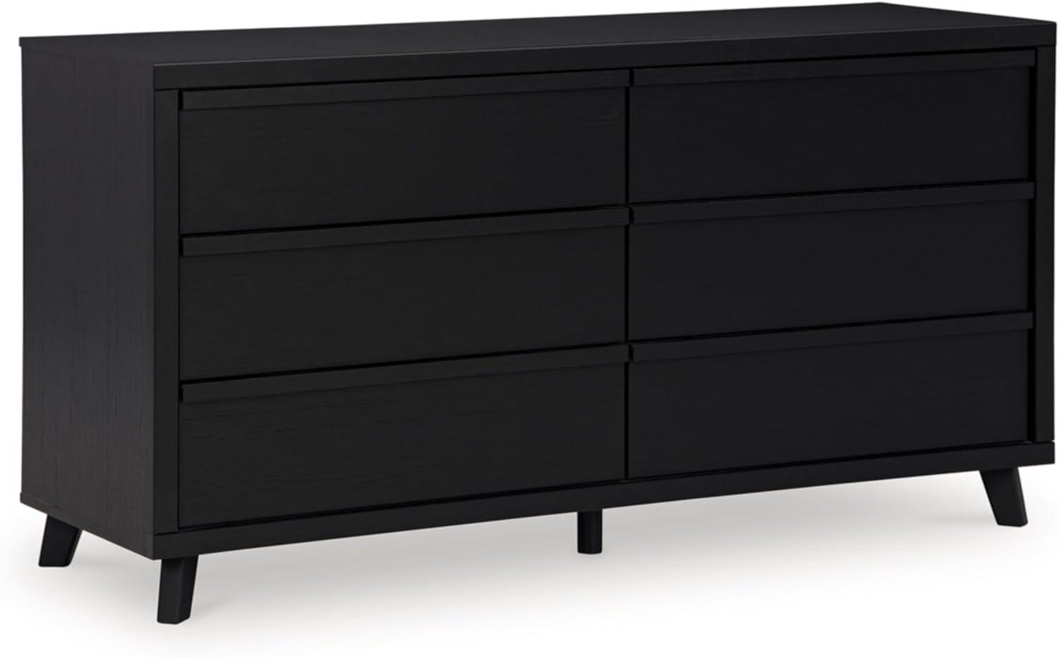 Modern Black 6-Drawer Dresser with Matte Finish