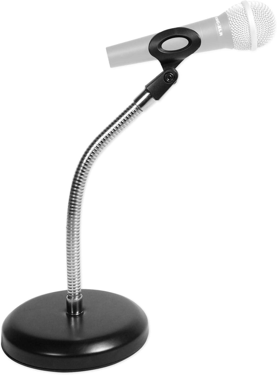 Rockville RDMS6 Studio Desktop Mic Stand w 11.8" Gooseneck+Round Weighted Base