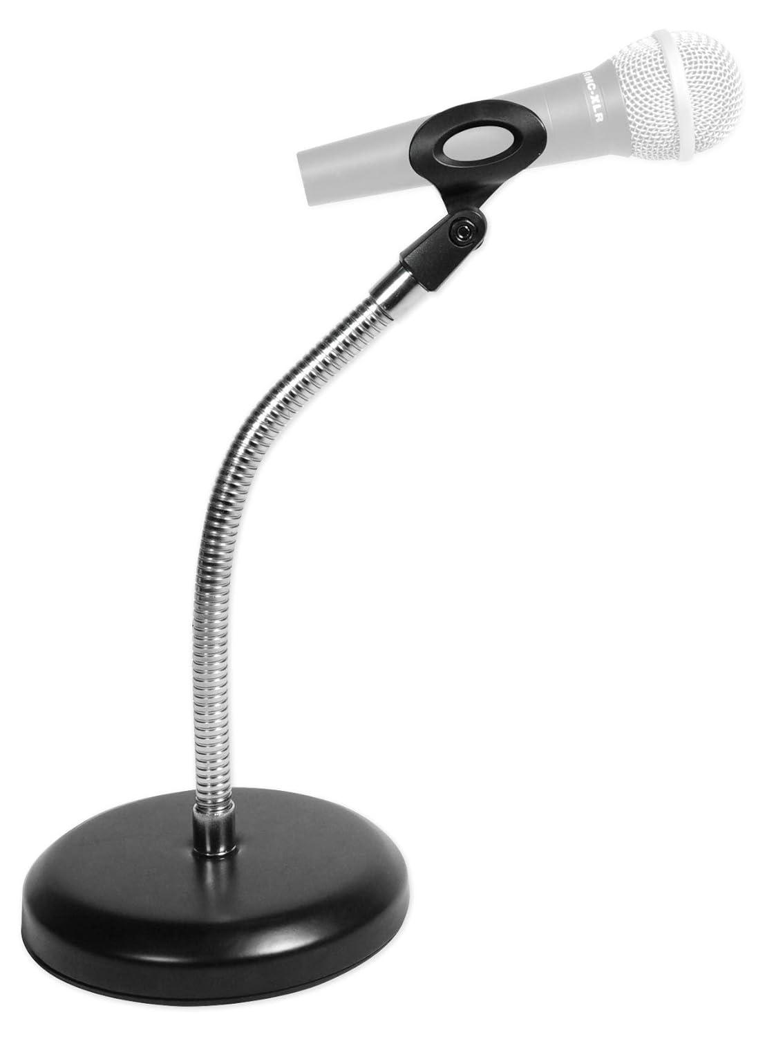 Rockville RDMS6 Studio Desktop Mic Stand w 11.8" Gooseneck+Round Weighted Base