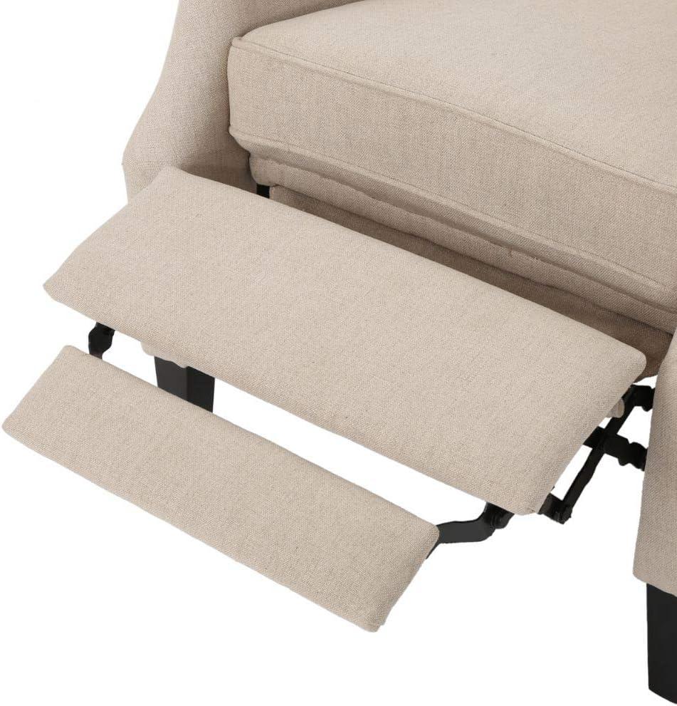 GDFStudio Weyland Contemporary Fabric Wingback Pushback Recliner with Nailhead Accents, Wheat