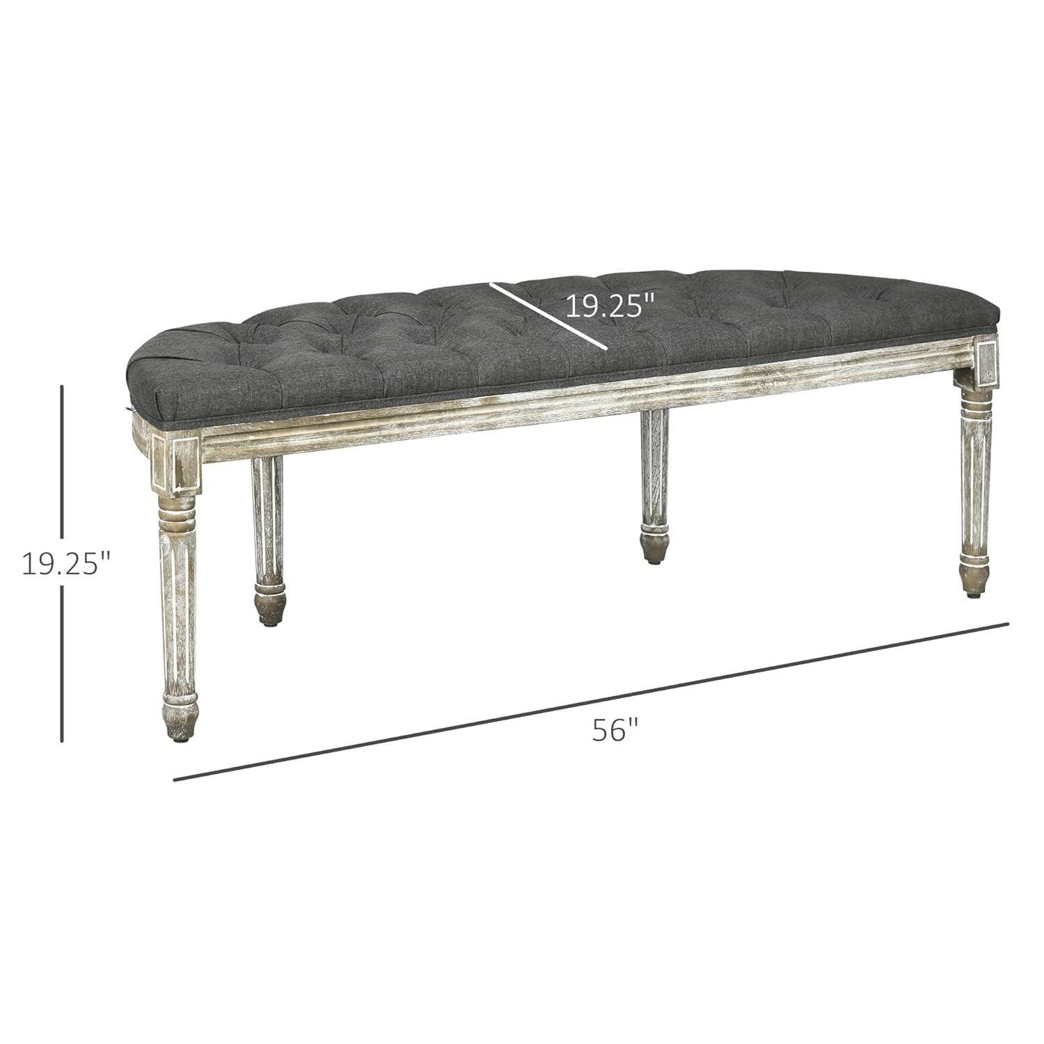 HomCom Upholstered & Tufted Bench, Grey