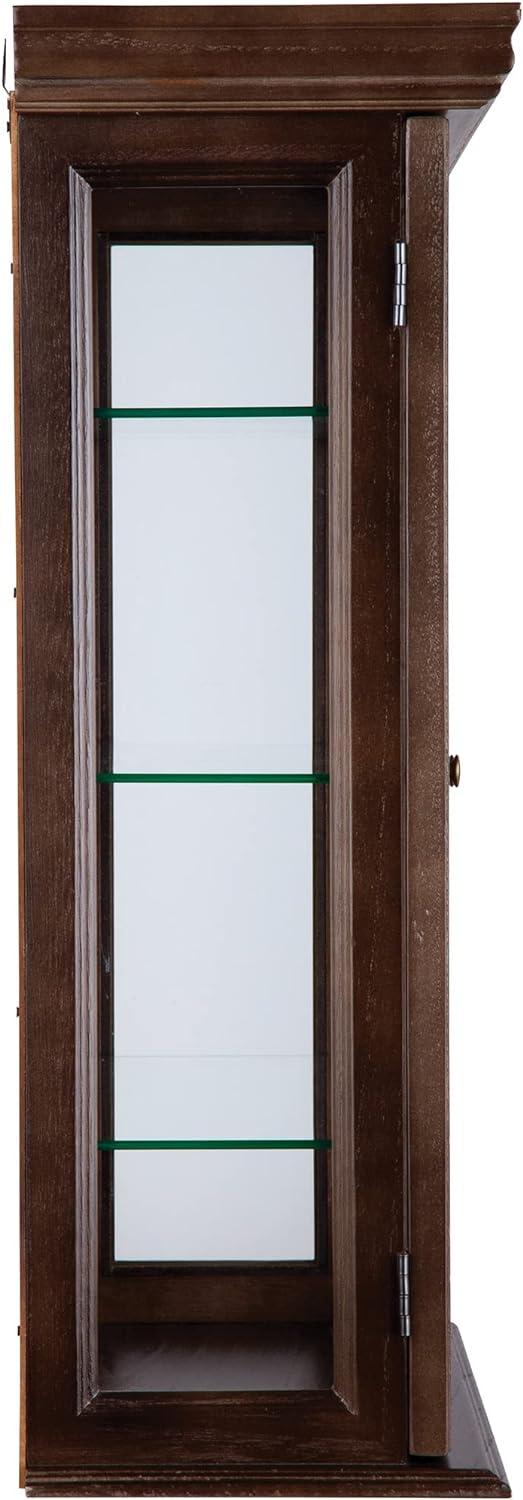 Tuscan-Style Solid Hardwood Wall Curio Cabinet with Glass Shelves