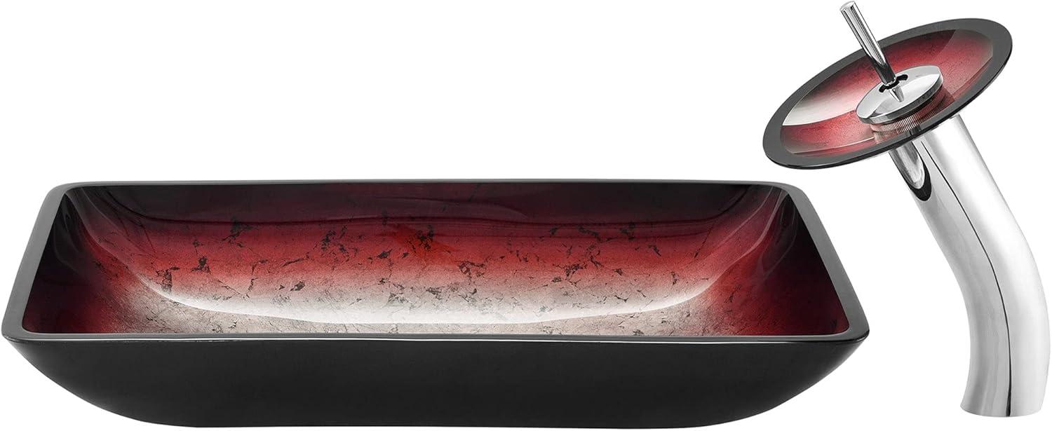 Cascade Rectangular Glass Vessel Sink with Faucet