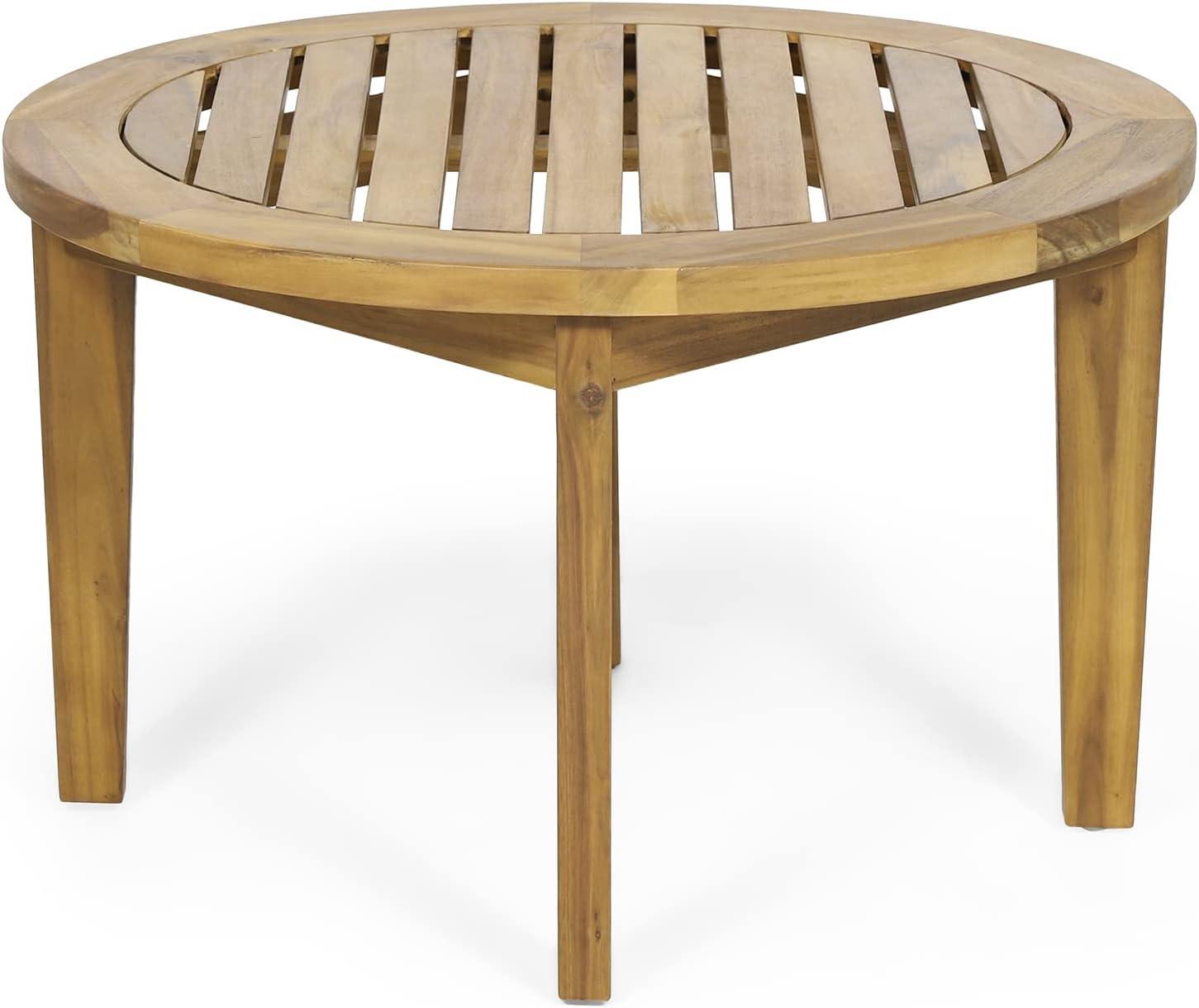 Christopher Knight Home Solano Outdoor Circular Acacia Wood Coffee Table Teak