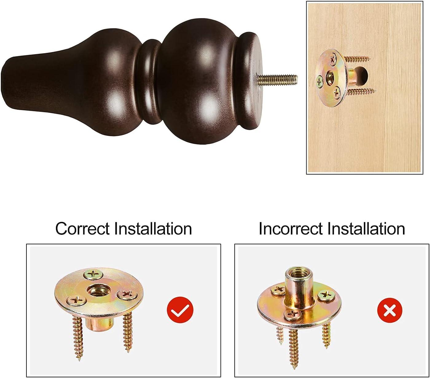 Wood Furniture Legs 8 inch Sofa Legs Pack of 4,Round Couch Legs Espresso Mid Century Chair feet Replacement,Sofa Replacement Parts