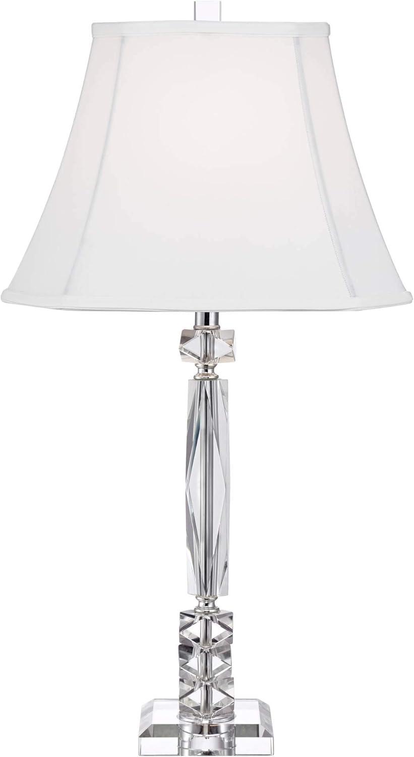 Vienna Full Spectrum Traditional Table Lamps 25 1/2" High Set of 2 Crystal Cut Column Geneva White Square Shade for Bedroom Living Room Bedside Office