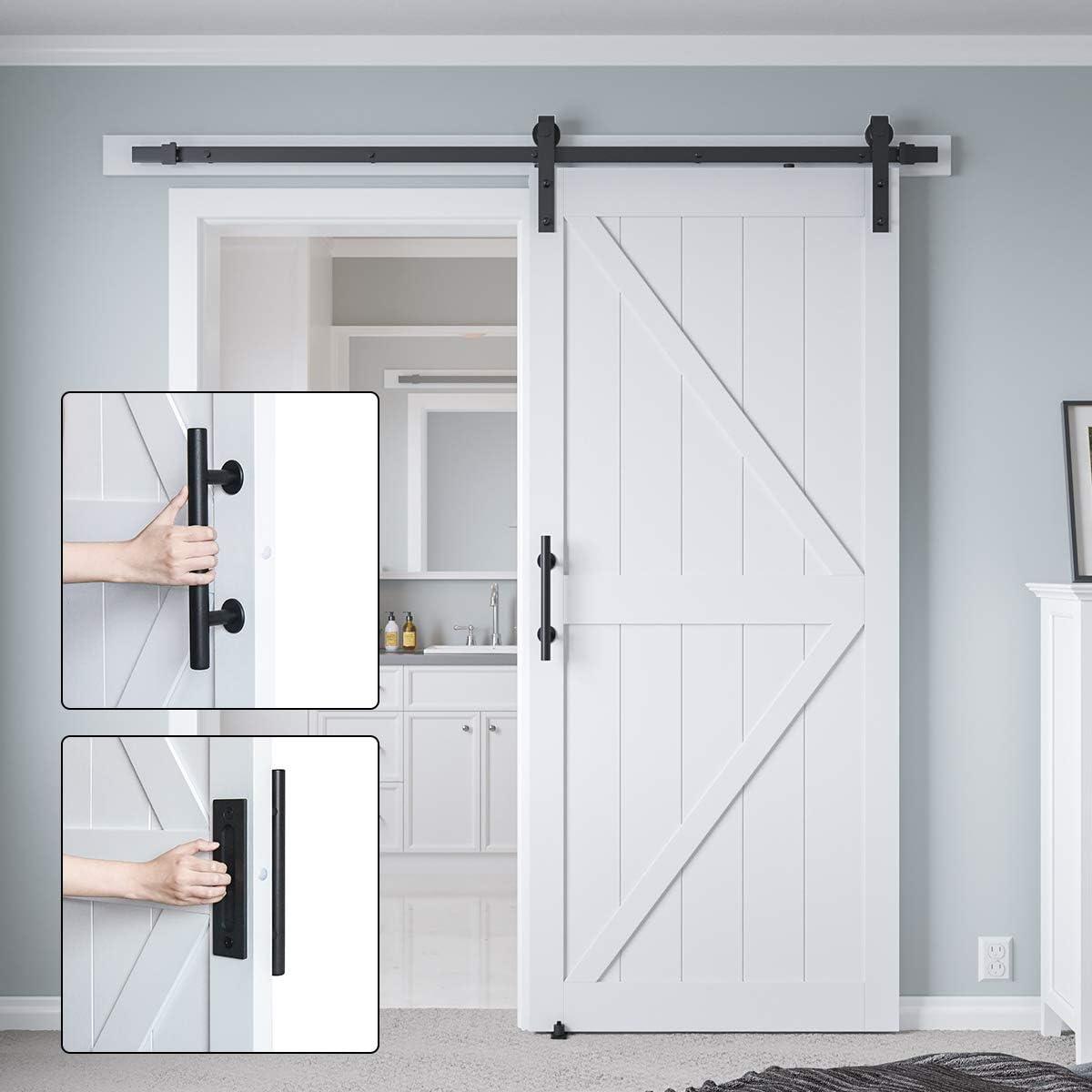 LDB_BUILDING Manufactured Paneled Wood Prefinished Barn Door with Installation Hardware Kit