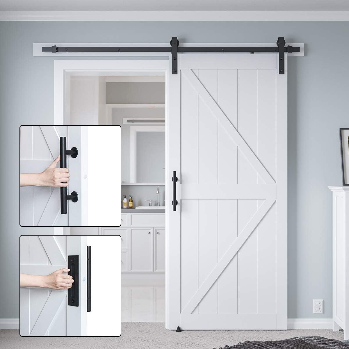 36'' x 84'' White MDF Modern Sliding Barn Door Kit