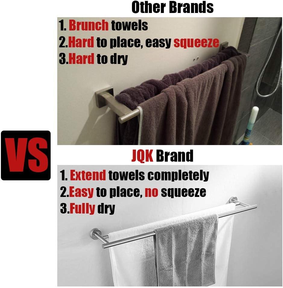 JQK Gold Towel Bar, 33 Inch 304 Stainless Steel Thicken 0.8mm Towel Rack Bathroom, Towel Holder Brushed Golden Wall Mount, Useable Length 30 Inch, TB110L30-BG