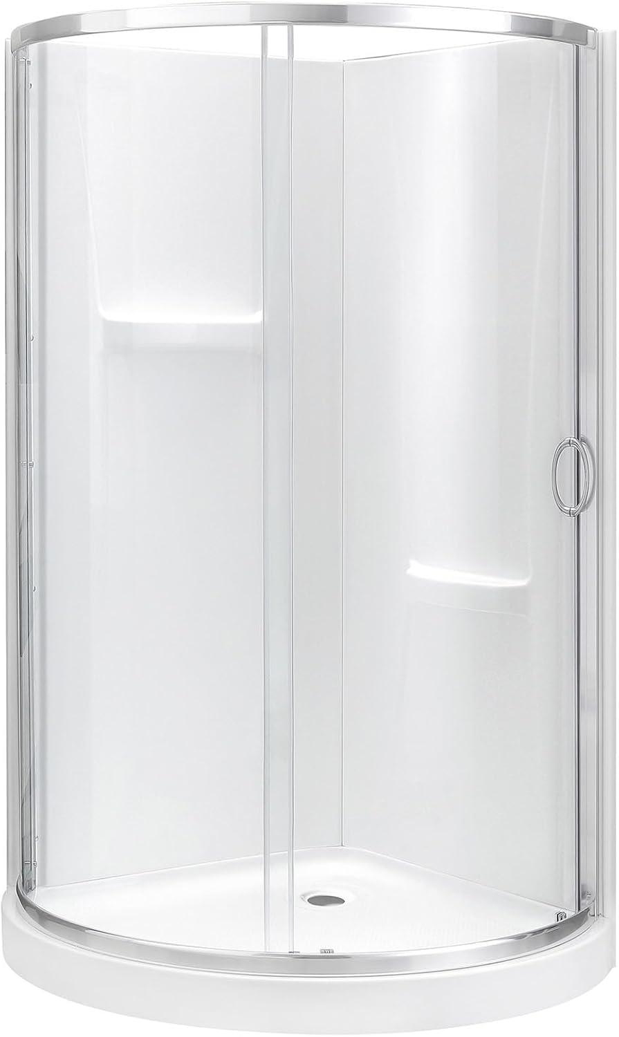 Breeze 38 in. Corner Shower Kit with Clear Glass Panels, Walls and Base included