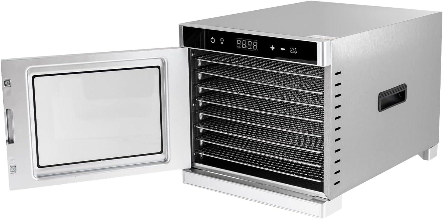 Miumaeov Food Dehydrator 6/8 Stainless Steel Trays Food Dryer Machine for Candy Jerky Herbs Veggies Fruits 700W Electric Dryer Machine with Digital Temperature