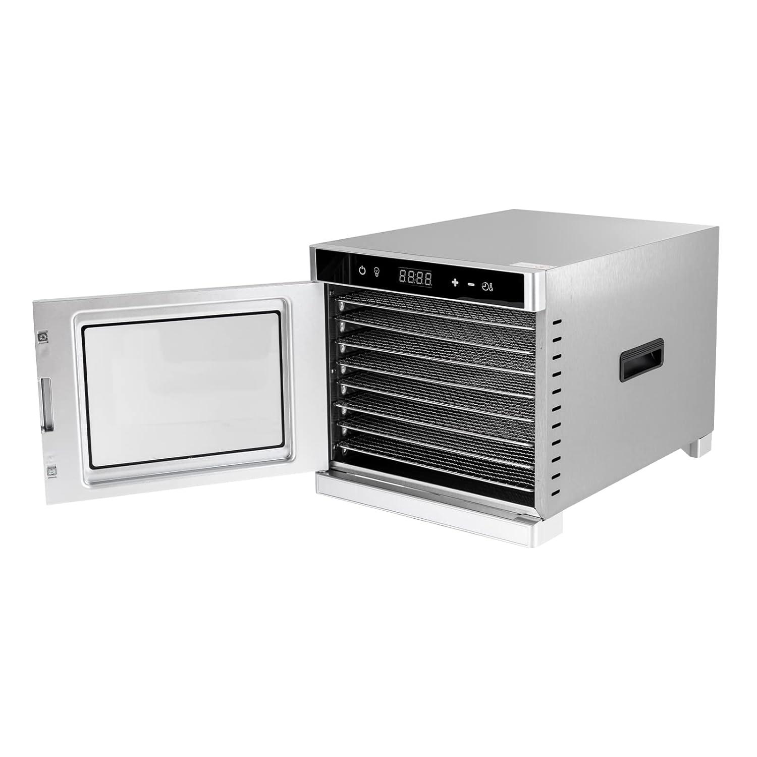 Miumaeov Food Dehydrator 6/8 Stainless Steel Trays Food Dryer Machine for Candy Jerky Herbs Veggies Fruits 700W Electric Dryer Machine with Digital Temperature